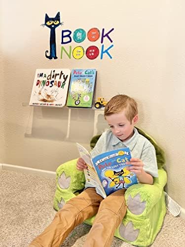 Pete The Cat Book Pook Makal - מדבקת קיר פינת קריאה | מדבקות ויניל גרוביות לספריה, משתלה, כיתת גן, עיצוב